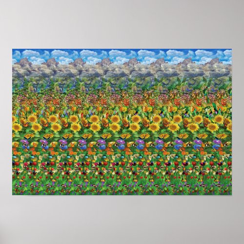 Hidden 3D Stereogram Poster _ Butterfly Meadow