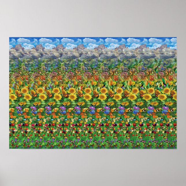 Hidden 3D Stereogram Poster - Butterfly Meadow (Front)