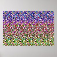 Hidden 3D Stereogram Poster, Butterfly on a Flower