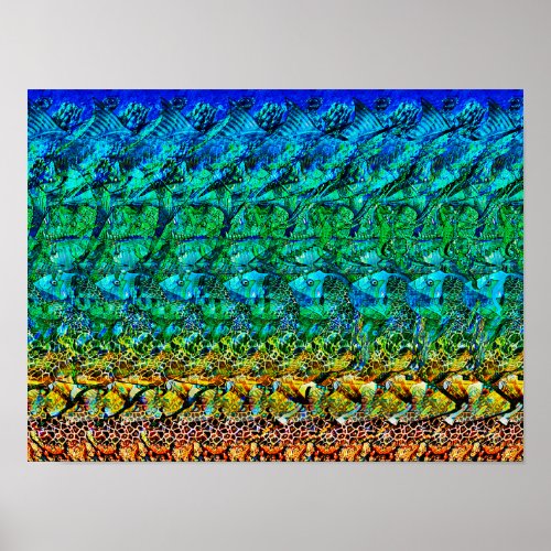 Hidden 3D Stereogram Poster _ Ocean Creatures