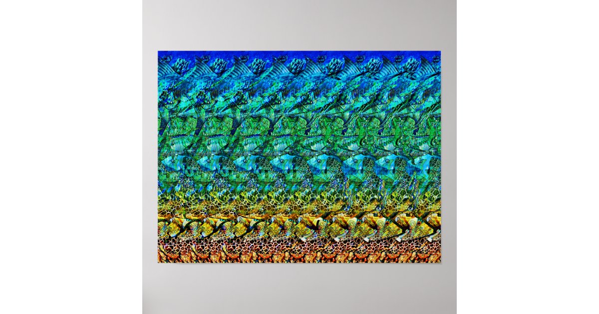 Hidden 3D Stereogram Poster - Ocean Creatures | Zazzle