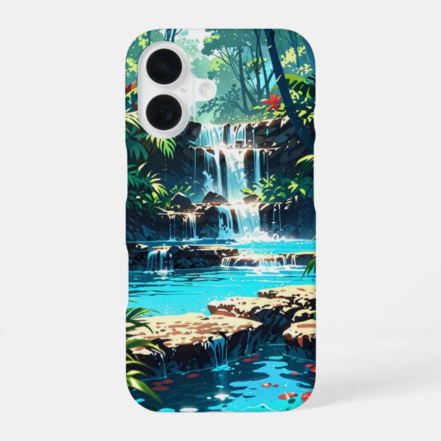 Hidden Anime Summer Jungle Waterfall Iphone Case (Back)