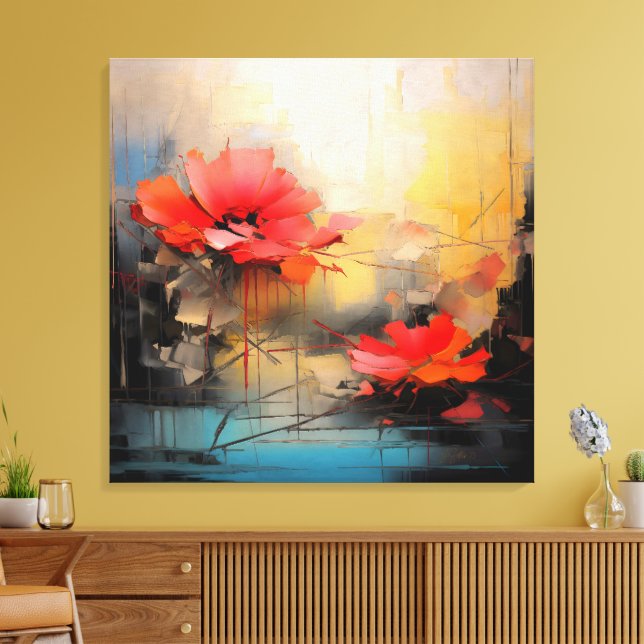Hidden Beauty – Abstract Floral Modern Art Canvas Print (Insitu(LivingRoom))