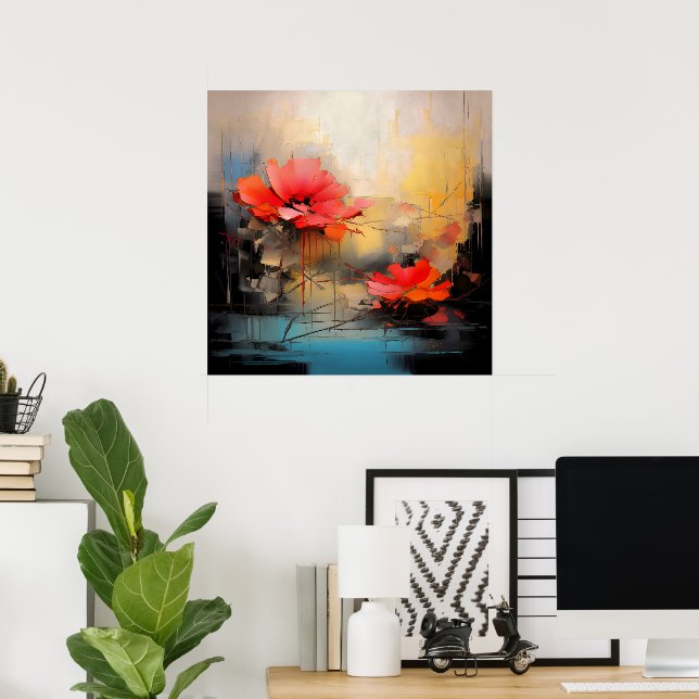 Hidden Beauty – Abstract Floral Modern Art Poster (Home Office)