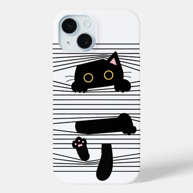 Hidden Black Cat Cute Funny Minimalist Animal Love Case-Mate iPhone Case (Back)