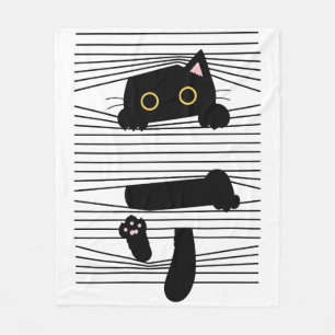 Hidden Black Cat Cute Funny Minimalist Animal Love Fleece Blanket