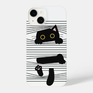 Hidden Black Cat Cute Funny Minimalist Animal Love iPhone 14 Case