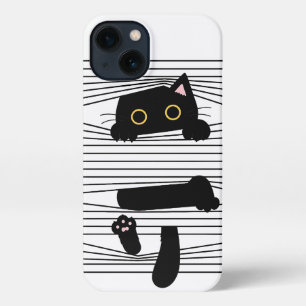 Hidden Black Cat Cute Funny Minimalist Animal Love iPhone 13 Case