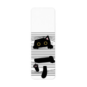 Hidden Black Cat Cute Funny Minimalist Animal Love Label