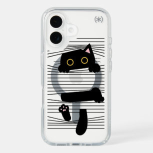 Hidden Black Cat Cute Funny Minimalist Animal Love iPhone 16 Case