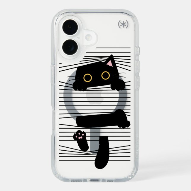 Hidden Black Cat Cute Funny Minimalist Animal Love Speck iPhone Case (Front)