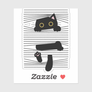 Hidden Black Cat Cute Funny Minimalist Animal Love Sticker