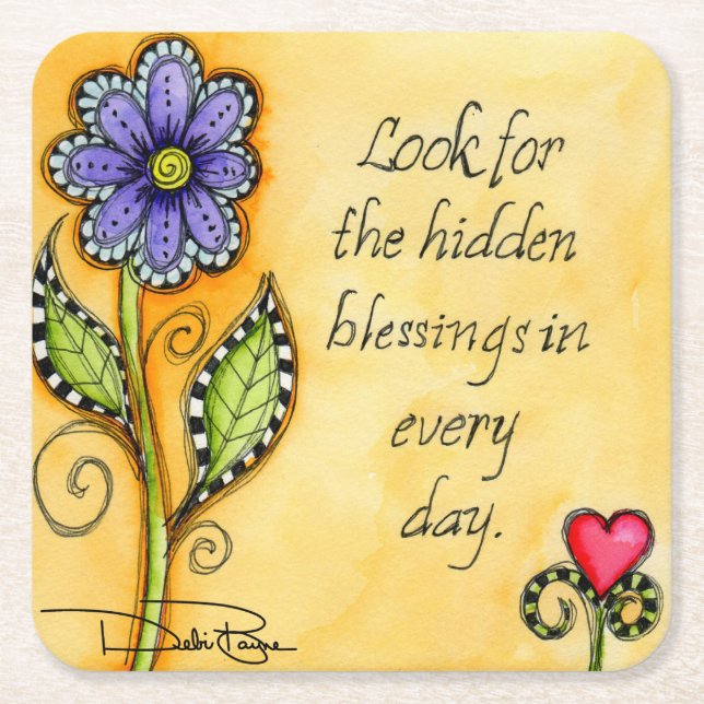 Hidden Blessings Square Paper Coaster (Front)