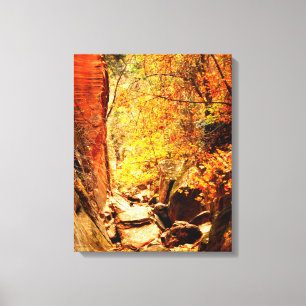 Hidden Canyon Autumn Colors Zion Photo Wrapped Canvas Print