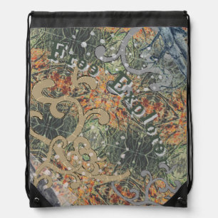 Hidden Delicate Camouflage & Your Text Drawstring Bag