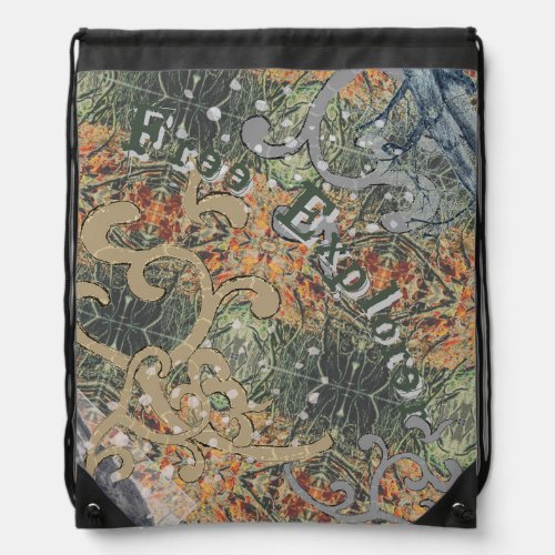 Hidden Delicate Camouflage  Your Text Drawstring Bag