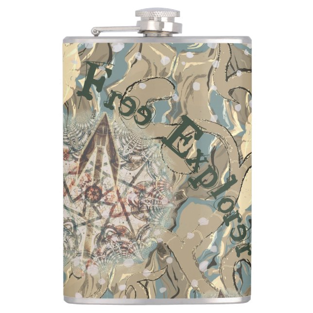 Hidden Delicate Camouflage & Your Text  Flask (Front)