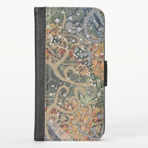 Hidden Delicate Camouflage  Your Text iPhone XS Wallet Case