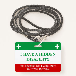 Hidden Disability Medical Alert Lanyard ICE ID Badge