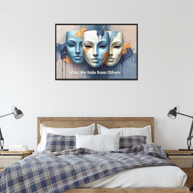 Hidden Emotions - Contemporary Surreal  Mask  Canvas Print (Insitu(Bedroom))