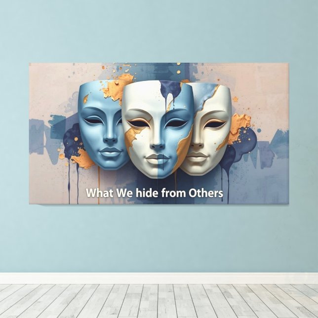Hidden Emotions - Contemporary Surreal  Mask  Canvas Print (Insitu(Wood Floor))