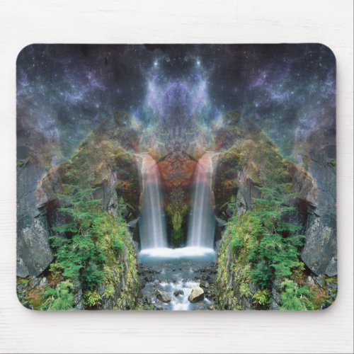 Hidden Faces in Fantasy Waterfalls Mouse Pad