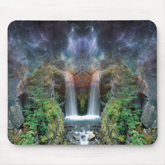 Hidden Faces in Fantasy Waterfalls Mouse Pad (Front)