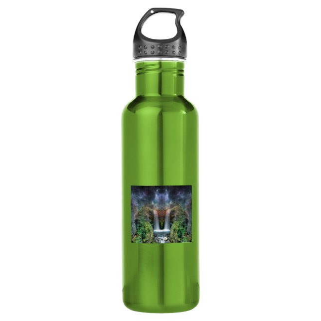 Hidden Faces in Fantasy Waterfalls Stainless Steel Water Bottle (Front)