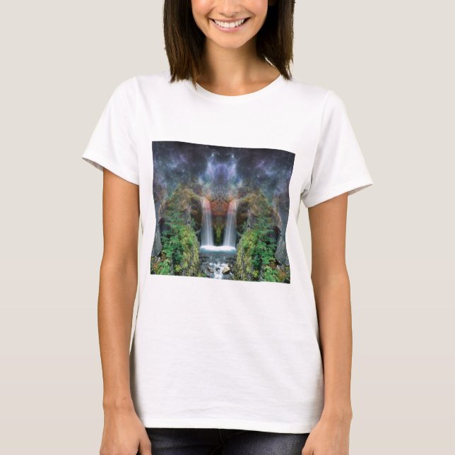 Hidden Faces in Fantasy Waterfalls T-Shirt (Front)