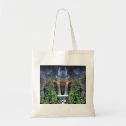 Hidden Faces in Fantasy Waterfalls Tote Bag