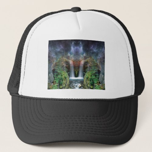 Hidden Faces in Fantasy Waterfalls Trucker Hat