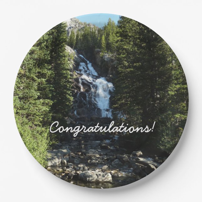 Hidden Falls in Grand Teton National Park Paper Plates (Front)