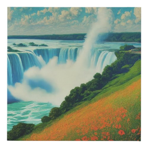 Hidden Falls in Spring Bloom Faux Canvas Print