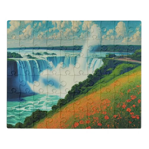 Hidden Falls in Spring Bloom Jigsaw Puzzle