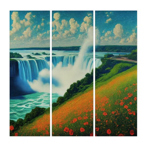 Hidden Falls in Spring Bloom Triptych