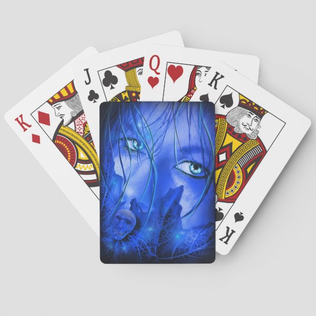 HIDDEN FEAR BLUE GIRL WITH SKULL POKER CARDS (Back)