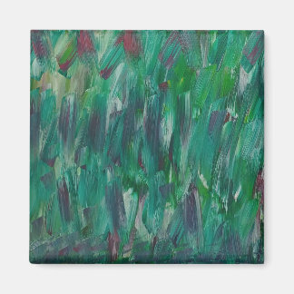 Hidden Green Red White Colorful Abstract Art Magnet