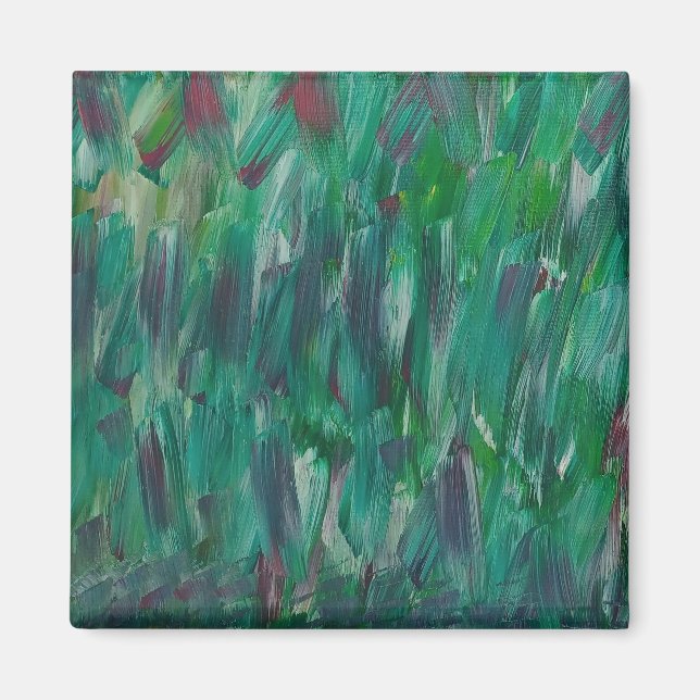 Hidden Green Red White Colorful Abstract Art Magnet (Front)