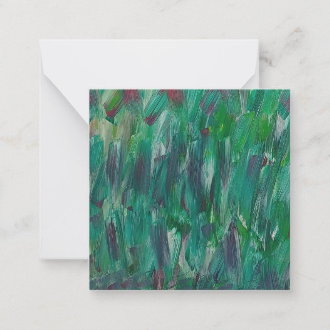 Hidden Green Red White Colorful Abstract Art Note Card (Front)