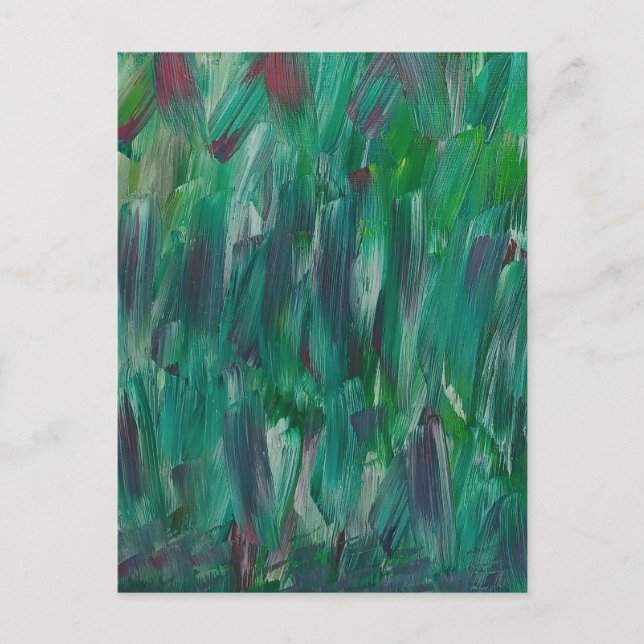 Hidden Green Red White Colorful Abstract Art Postcard (Front)