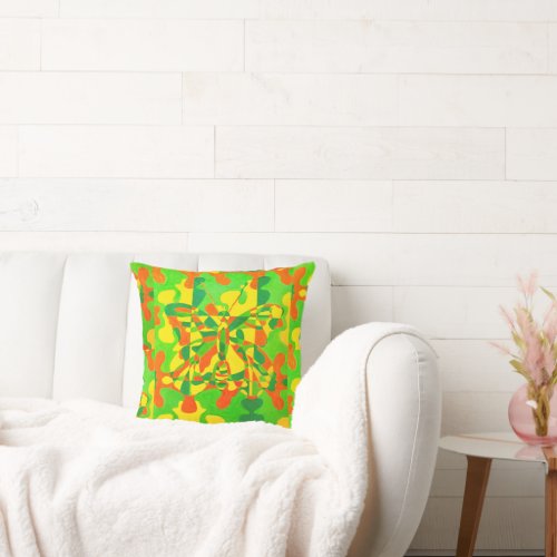 Hidden Harmony A Butterfly blend with Nature Throw Pillow