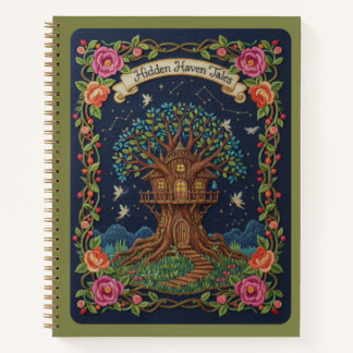 Hidden Haven Tales Embroidered Magical Treehouse Notebook