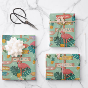 Hidden Hawaii flamingos Wrapping Paper Sheets