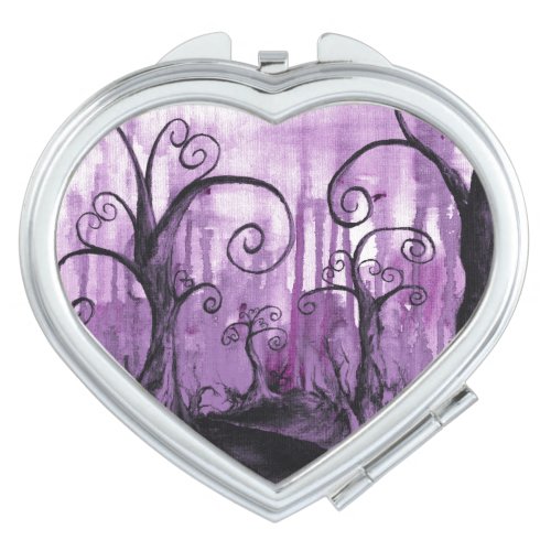 Hidden Hearts Surreal Trees Purple Landscape Art Vanity Mirror