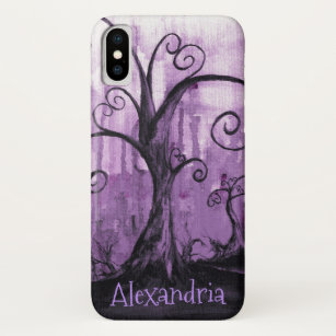 Hidden Hearts Trees Purple Fantasy Art Your Name iPhone X Case
