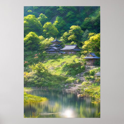 Hidden Hillside Haven Japanese Countryside Poster