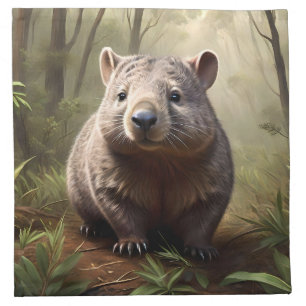 "Hidden in the Bush: An Aussie Wombat in the Wild" Cloth Napkin