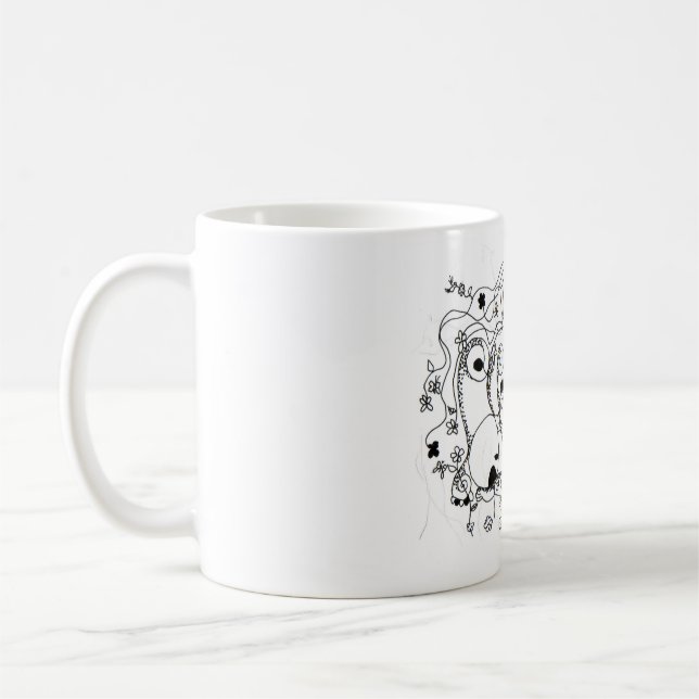 Hidden in the garden. - Ink drawing Coffee Mug (Left)