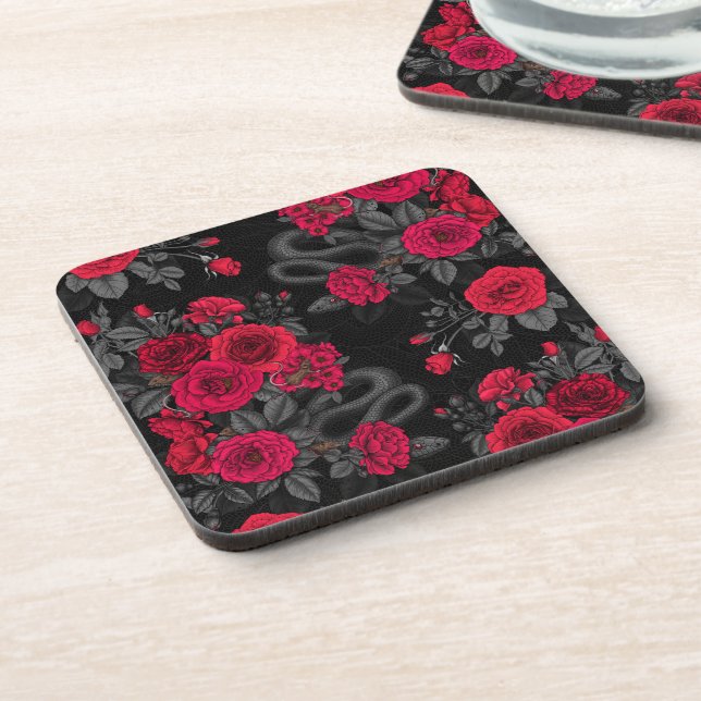 Hidden in the roses beverage coaster (Left Side)