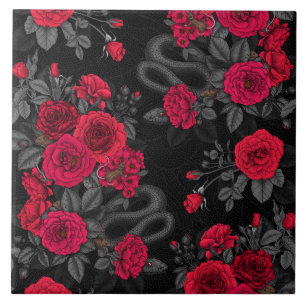 Hidden in the roses ceramic tile